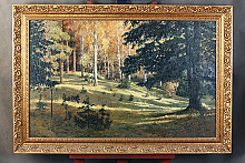 Картина маслом с летним лесом в деревянной раме
