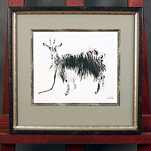 Рисунок козы в багетной раме с паспарту и слипом