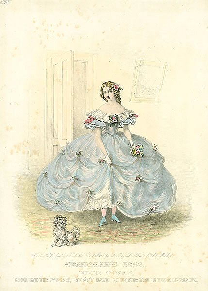 Crinoline 1859. Poor Tiney, Good Bye Tiney Dear, I Shant Have Room For You in the Carriage