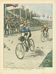 Постер L'arrivo a Parigi dei concorrenti del Giro di Francia: Petit Breton vincitore 1