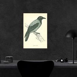 «Hooded Crow 3» в интерьере кабинета в черном цвете