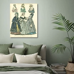 «Morning Dresses №5 1» в интерьере зеленой спальни