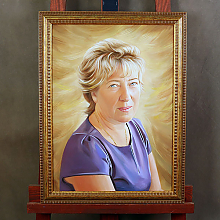 Портрет по фото маслом женщины на золотом фоне 