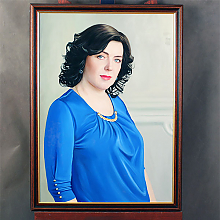 Портрет женщины в голубом по фото маслом на холсте