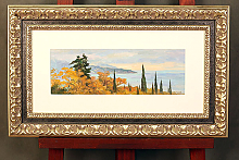 Два пейзажа в широких классических рамах с паспарту