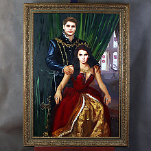 Парный коллаж по фото маслом в раме 