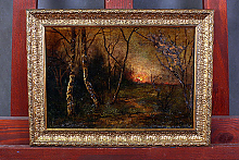 Осенний пейзаж в деревянной классической раме