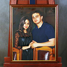 Портрет молодой пары маслом в раме