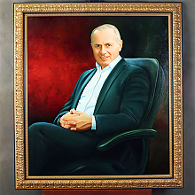 Портрет мужчины в кресле маслом в раме