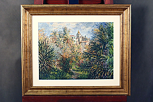 Два постера с тропическими пейзажами в золотых рамах с паспарту