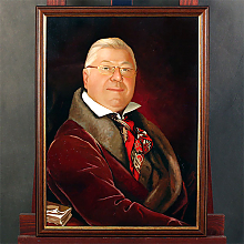 Коллаж по фото мужчины в очках маслом