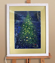 Ёлка в раме с паспарту с подсветкой