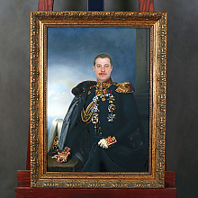 Коллаж мужчины с орденами маслом в раме