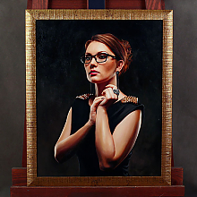 Портрет по фото маслом женщины в очках