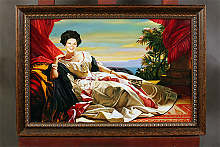 Коллаж женщины на фоне моря маслом в раме