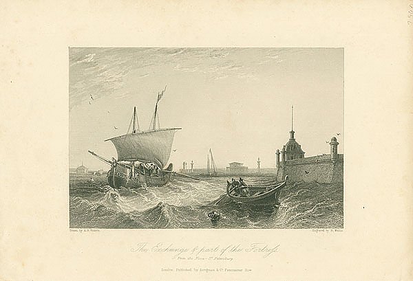 The Exchange & part of the Fortress. From the Neva - St.Petersburg