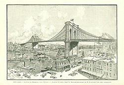 Постер New-York. - Le Pont de Brooklyn, sur l'Hudson. 1