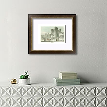 «St.James Palace, North West View, Westminster» в интерьере комнаты с белым резным комодом «St.James Palace, North West View, Westminster» в интерьере комнаты с белым резным комодом