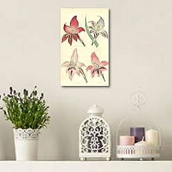 «Gladiolus var Queen Victoria, G. var Picta Blandas, G. var Venus, G. var Victor» в интерьере офиса с кирпичными стенами «Gladiolus var Queen Victoria, G. var Picta Blandas, G. var Venus, G. var Victor» в интерьере офиса с кирпичными стенами