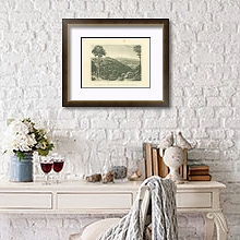 «Distant View of Mafra & the Mountains of Cintra» в интерьере комнаты с белым столом «Distant View of Mafra & the Mountains of Cintra» в интерьере комнаты с белым столом