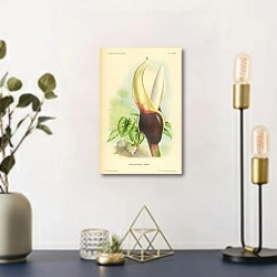 «Philodendron Mamei 1» в интерьере комнаты с золотыми деталями