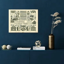 «Iconographic Encyclopedia: сельское хозяйство» в интерьере синей комнаты