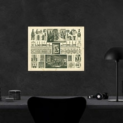 «Iconographic Encyclopedia: металлургия» в интерьере кабинета в черном цвете