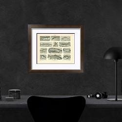 «Рыбы I» в интерьере кабинета в черном цвете