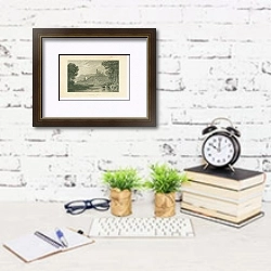 «Llandovery Castle, Carmarthenshire» в интерьере офиса с кирпичными стенами