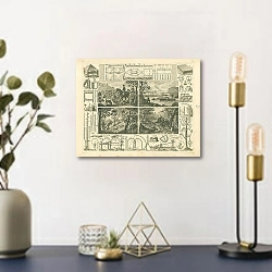 «Iconographic Encyclopedia: охота 1» в интерьере комнаты с золотыми деталями