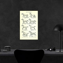 «Лошади IV (Gangarten)» в интерьере кабинета в черном цвете