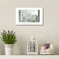 «United Service Military Club House, Haymarket Theatre, & Part of the Opera Colonade, from Regent Str» в интерьере комнаты с лавандовыми свечами