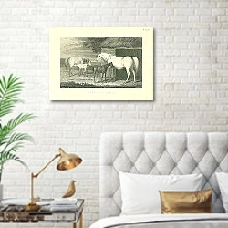 «Mares and Foals» в интерьере спальни с золотыми деталями