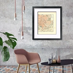 «Карта европейской части России 4» в интерьере в стиле лофт с бетонной стеной