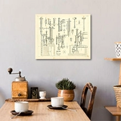 «Iconographic Encyclopedia: насосные устройства» в интерьере кухни в стиле ретро