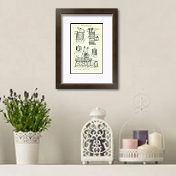 «Milchbearbeitungsgerate 1» в интерьере комнаты с лавандовыми свечами