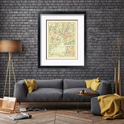 «Карта Нью-Йорка и его окрестностей, конец 19 в. 5» в интерьере в стиле лофт над диваном