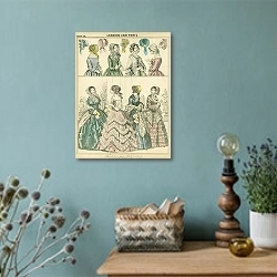 «Fashions for July 1849 1» в интерьере комнаты со старинной лампой