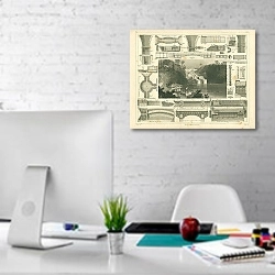 «Iconographic Encyclopedia: каналы, плотины, акведуки, канал Ридо в Канаде 1» в интерьере офиса в белом цвете