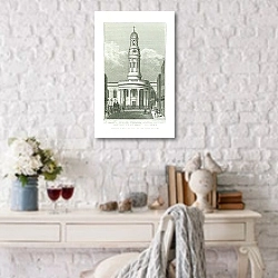 «St. Marys Church, Wyndham Place, & District Rectory to St. Mary-Le-Bone» в интерьере комнаты с белым столом