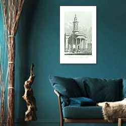 «The New Church, Camden Town» в интерьере бирюзовой комнаты