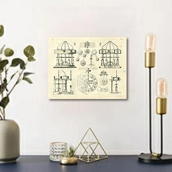 «Iconographic Encyclopedia: часовое дело» в интерьере комнаты с золотыми деталями