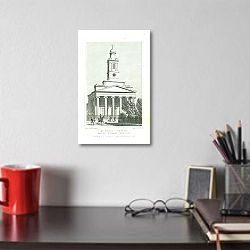 «St. Peters Church, Eaton Square, Pimlico» в интерьере кабинета над столом