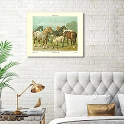 «Pferde II» в интерьере спальни с золотыми деталями