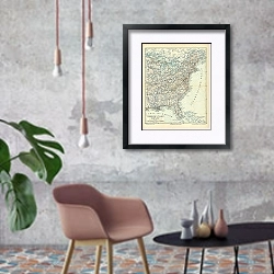 «Карта восточного побережья США, конец 19 в. 1» в интерьере в стиле лофт с бетонной стеной