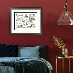 «Инженерные механизмы 1» в интерьере красной спальни