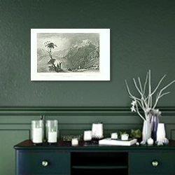 «St. Goar and Ruins of Fort Rheinfels» в интерьере зеленой комнаты