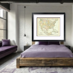 «Карта США и Мексики, конец 19 в. 1» в интерьере 