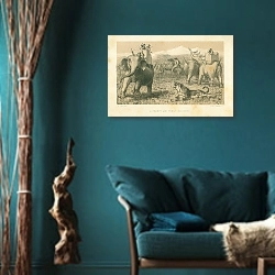 «A Prompt and Public Execution 1» в интерьере бирюзовой комнаты