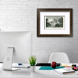 «View near NewBridge. Glamorganshire» в интерьере офиса в белом цвете